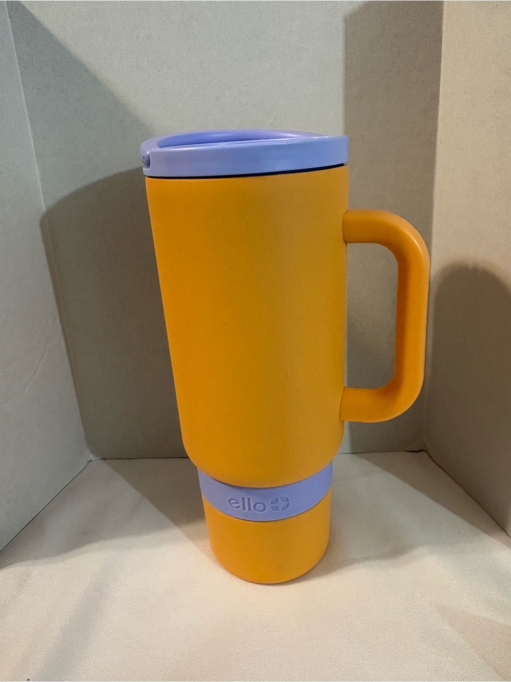 Ello Port Stainless Steel travel Tumbler 40oz orange purple w/handle top carrier